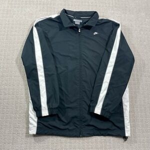 VTG Nike Black & White Athletic Full Zip Sz XL Tall Y2K Windbreaker Track Jacket